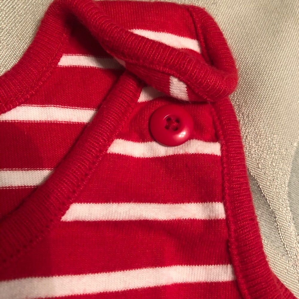 Hanna Andersson red white romper 6-12m EUC - Picture 2 of 5